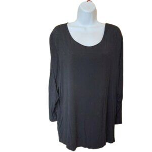 Black Long Sleeve Shirt with Cut Outs and Pearl Buttons Fits Size 3X
